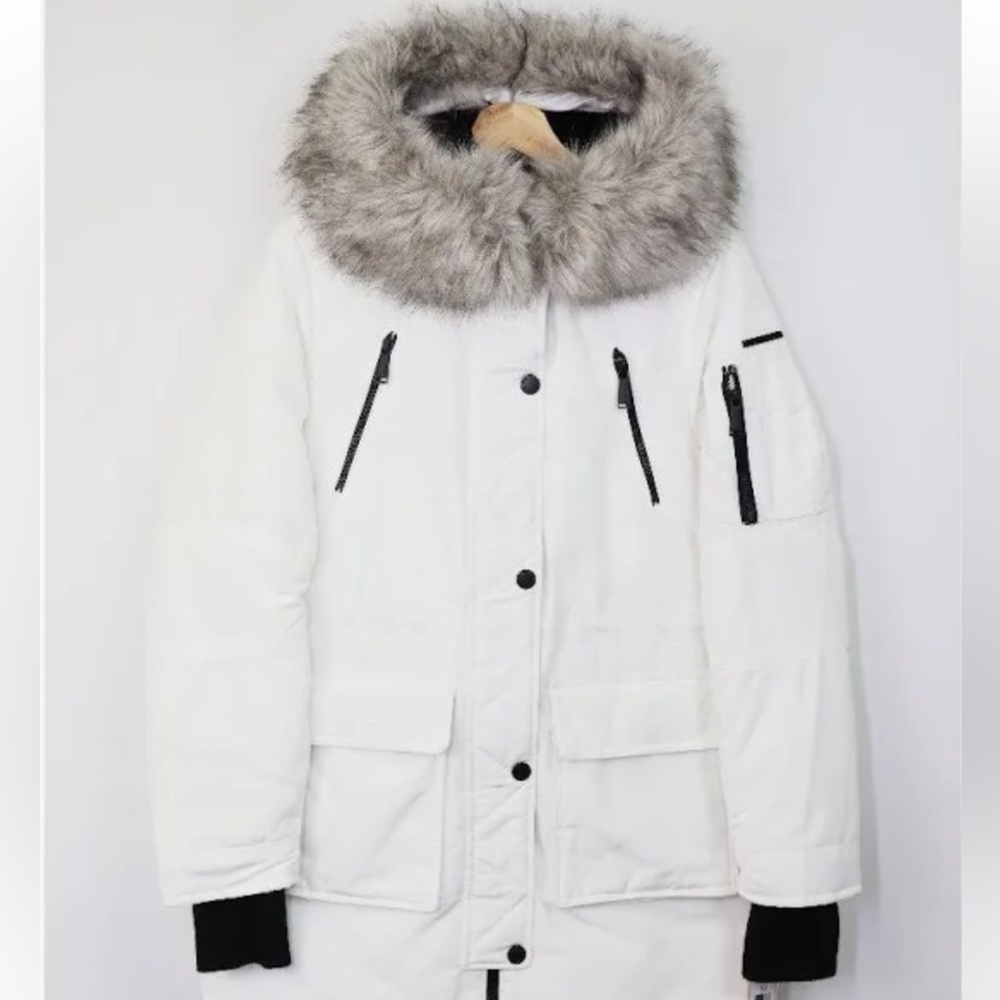 BCBG Generation Faux Fur Puffer Hooded Puffer Coat